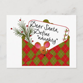 Postal Festiva Querido Santa... Define A Naughty