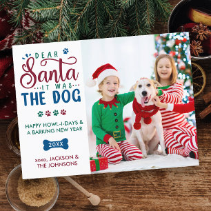Postal Festiva Querido Santa, fue el perro cómico de niños y foto