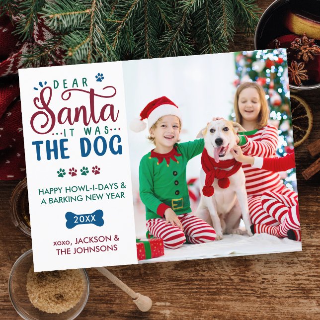Postal Festiva Querido Santa, fue el perro cómico de niños y foto (Subido por el creador)