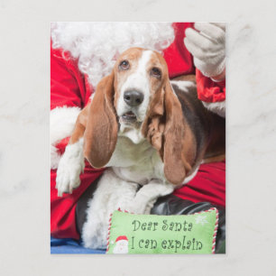 Postal Festiva Querido Santa, puedo explicarle a Basset