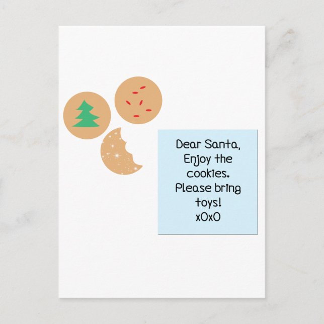 Postal Festiva Queridos cocineros de Santa Claus, por favor, trai (Anverso)