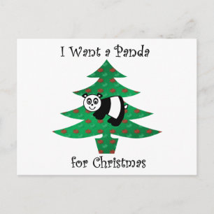 Postal Festiva Quiero un panda para navidades