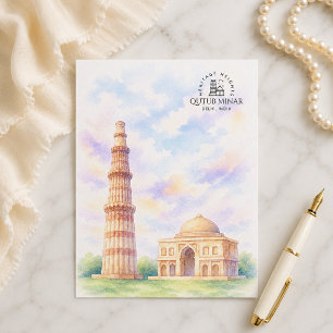 Postal Festiva Qutub Minar Delhi, India Famoso Punto de Referen