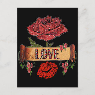 Postal Festiva RAB Rockabilly San Valentín Rosas, Amor y Pintalab