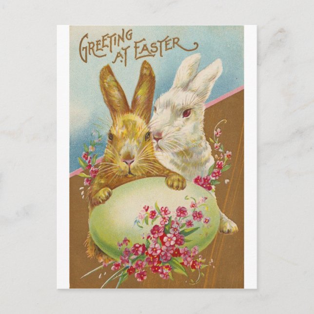 Postal Festiva Rabbit Easter Greetings Vintage (Anverso)
