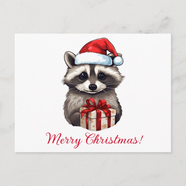 Postal Festiva ¡Raccoon Feliz Navidad! (Anverso)