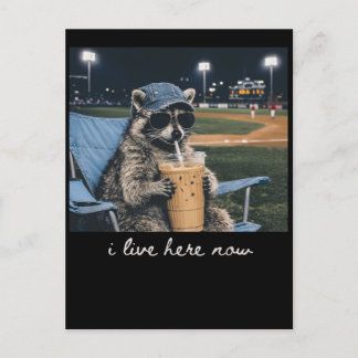 Postal Festiva Raccoon I Live Here Now Shirt Raccoon Drinking Ice