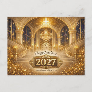 Postal Festiva Radiant Gold Año Nuevo Cristiano Bendito 2027