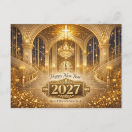 Postal Festiva Radiant Gold Christian Blessed New Year 2027