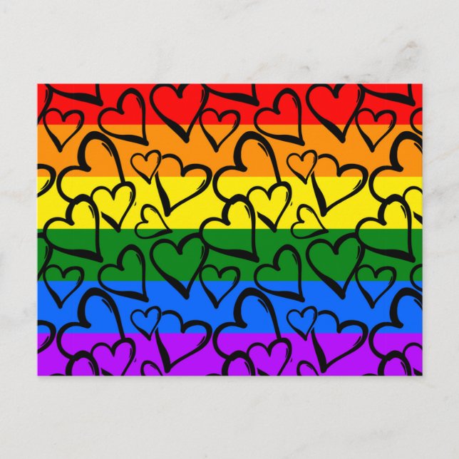 Postal Festiva Rainbow Heart Pattern (Anverso)