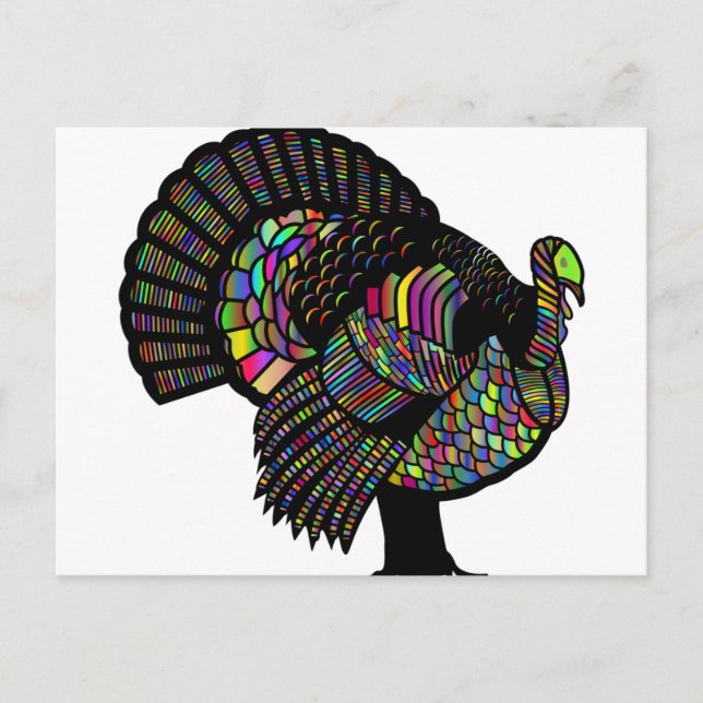 Postal Festiva Rainbow Turkey Holiday Card  (Anverso)