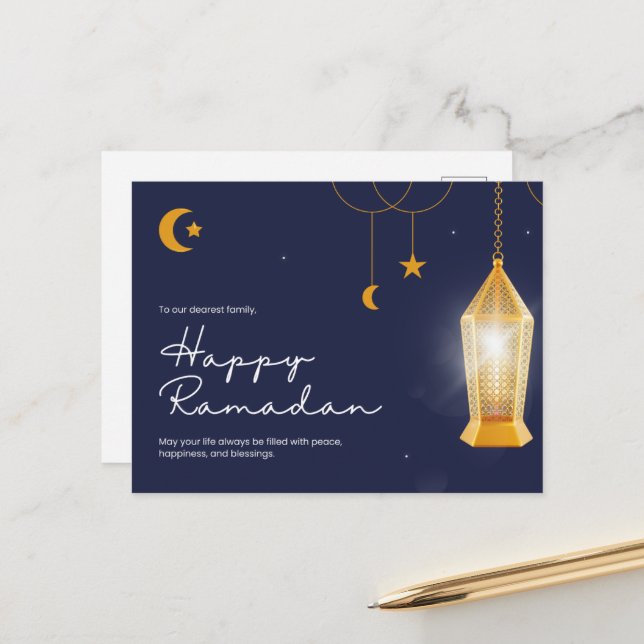 Postal Festiva Ramadan Kareem Blue (Anverso/Reverso In Situ)