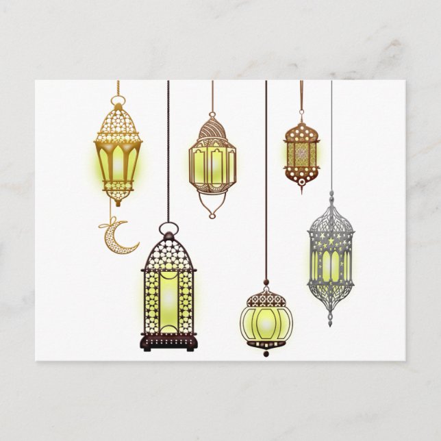Postal Festiva Ramadan Kareem Crescent Lanterns Mubarak Islamic (Anverso)