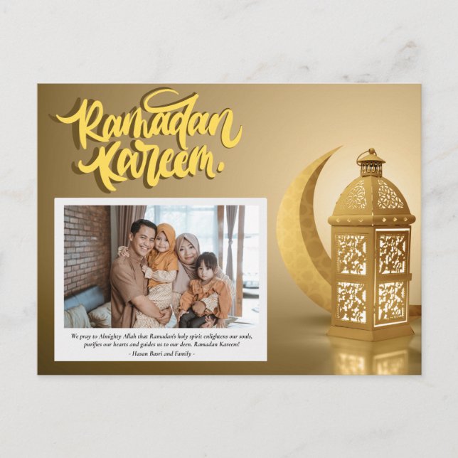 Postal Festiva Ramadan Kareem Foto personalizada Textos (Anverso)
