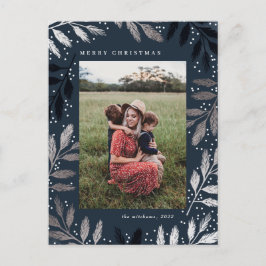 Postal Festiva Ramas de Relieve metalizado Maravilloso marco de f