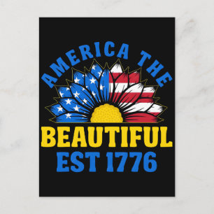 Postal Festiva Ramo de flores de la bandera americana 250 amapola