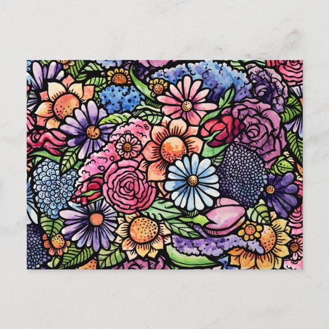 Postal Festiva Ramo Floral Flor de Primavera (Anverso)