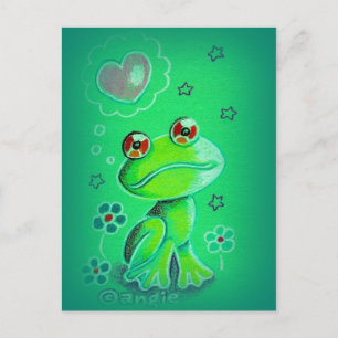 Postal Festiva Rana de amor adorable de San Valentín