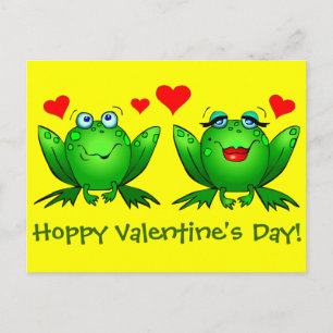 Postal Festiva Ranas Felices de Dibujos Animados Día de San Valen