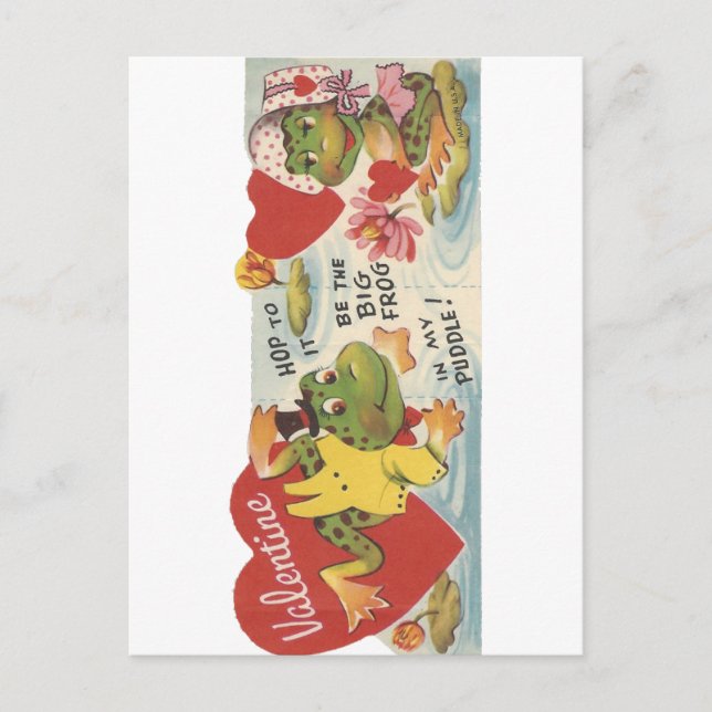 Postal Festiva Ranas vintage Valentine (Anverso)