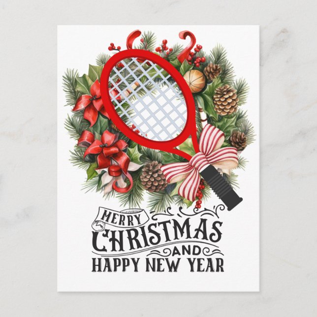 Postal Festiva Rastreo de tenis para Navidades y jugador de Año N (Anverso)