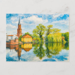 Postal Festiva Rathenow reflexión view aquarell havelland