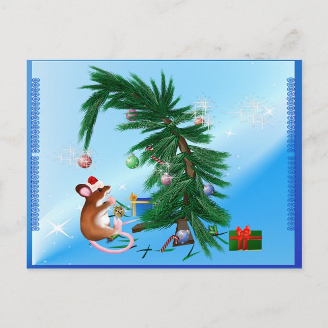 Postal Festiva Ratón humilde Navidades pequeños (Anverso)