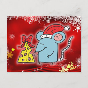 Postal Festiva Ratón y queso navidades