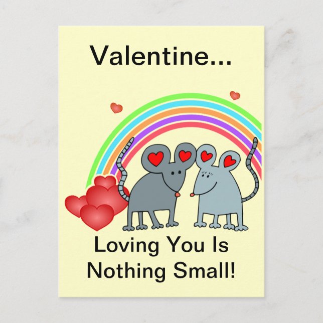 Postal Festiva Ratones en San Valentín de amor (Anverso)