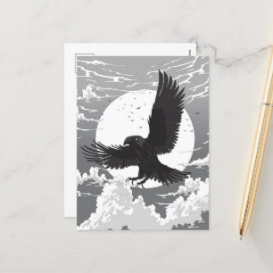 Postal Festiva Raven Y La Luna