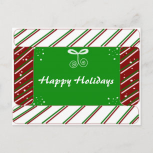 Postal Festiva Rayas de Caramelo Navideño Saludos