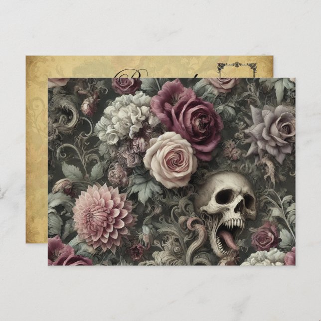 Postal Festiva Reaping in the Rosas - Victoriano gótico (Anverso / Reverso)