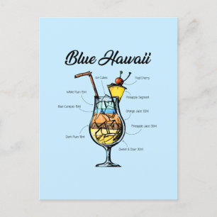 Postal Festiva Receta de cóctel de Hawaii Azul