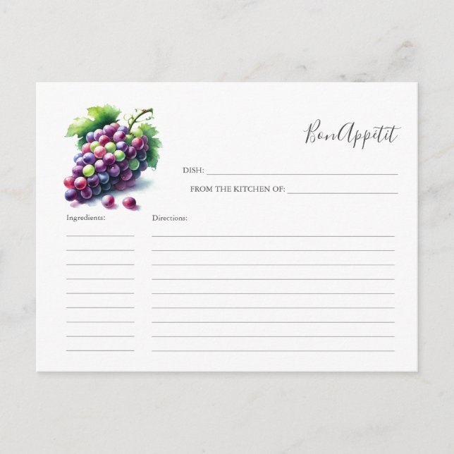 Postal Festiva Receta de fruta de la receta de la novia (Anverso)