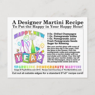 Postal Festiva Receta de martinis marranato de Año Nuevo Po