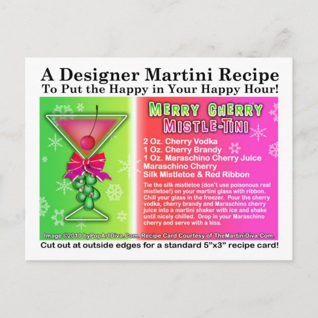 Postal Festiva Receta Martini de Navidades del Mistle-Tini de cer (Anverso)