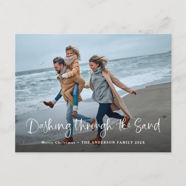Postal Festiva Recorriendo la arena | Foto Playa Coastal (Anverso)