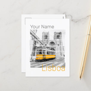 Postal Festiva Recuento de tranvía para vacaciones en Portugal vi