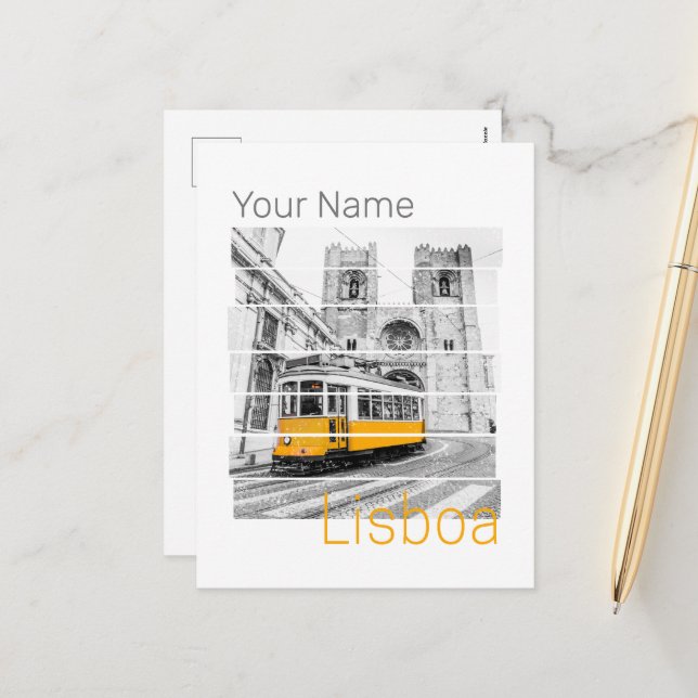 Postal Festiva Recuento de tranvía para vacaciones en Portugal vi (Anverso/Reverso In Situ)