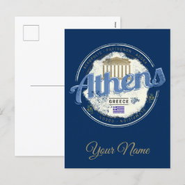 Postal Festiva Recuerdo de la ciudad de Vintage de Atenas Grecia