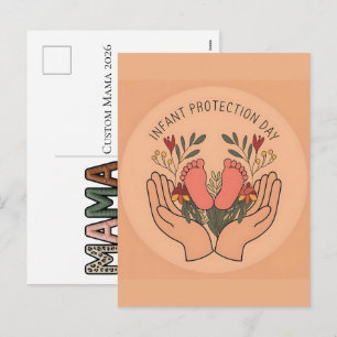 Postal Festiva Recuerdo de Pies de Bebé Falsos Custom Mama 2026