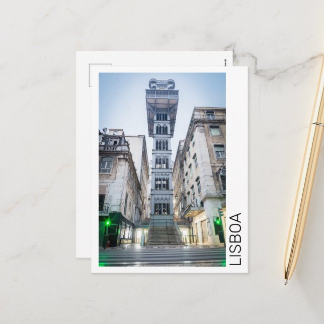 Postal Festiva Recuerdos de vacaciones de ascensores retro en Lis (Anverso/Reverso In Situ)