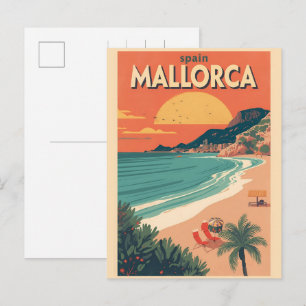 Postal Festiva Recuerdos de viaje de la playa vintage de Mallorca