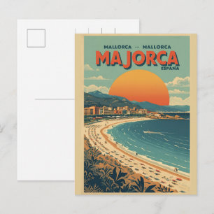 Postal Festiva Recuerdos de viaje de la playa Vintage Mallorcca E