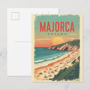 Postal Festiva Recuerdos de viaje de la playa Vintage Mallorcca E