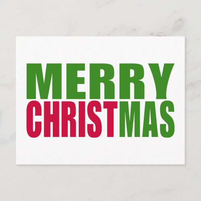 Postal Festiva Red and Green Typography Merry Christmas (Anverso)