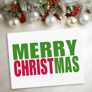 Postal Festiva Red and Green Typography Merry Christmas