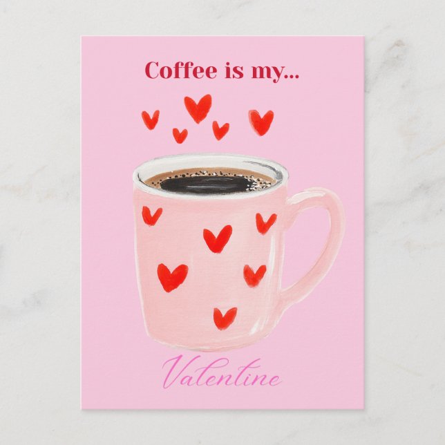 Postal Festiva Red and Pink Coffee Love (Anverso)