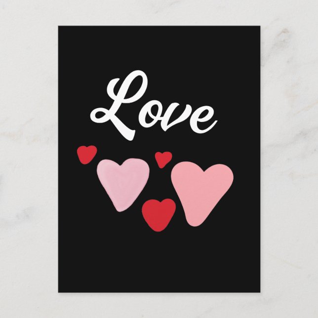 Postal Festiva Red and Pink Watercolor Hearts Love Valentine (Anverso)