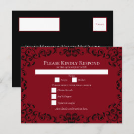 Postal Festiva Red Black Swirl Gothic Boda